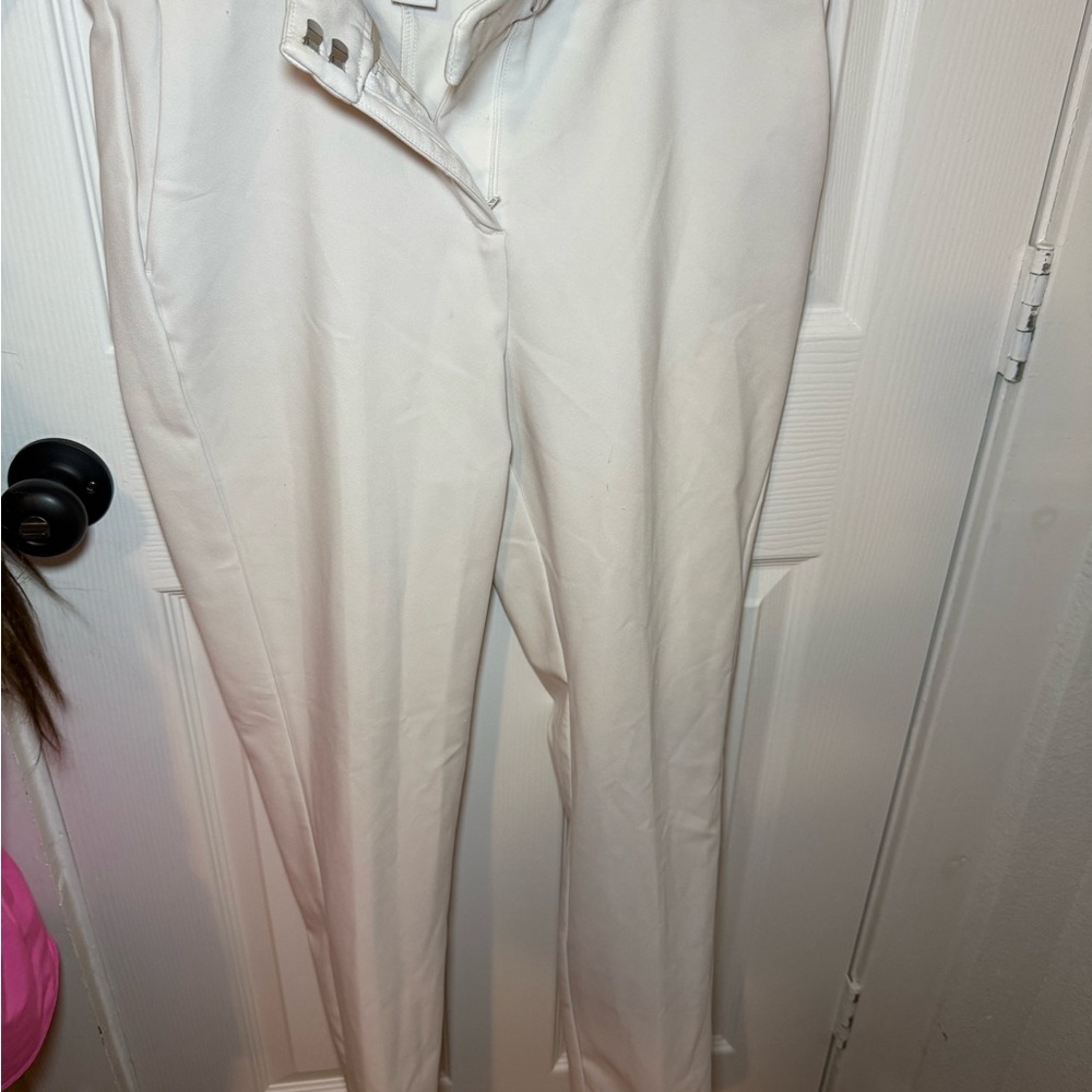 Nicole Miller Cream High-Waisted Trousers